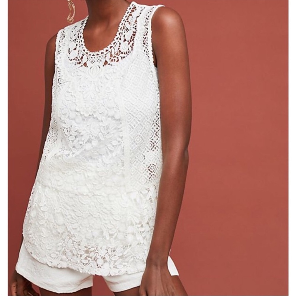 Anthropologie Tiny Gardenia Lace Tank Top -Size M